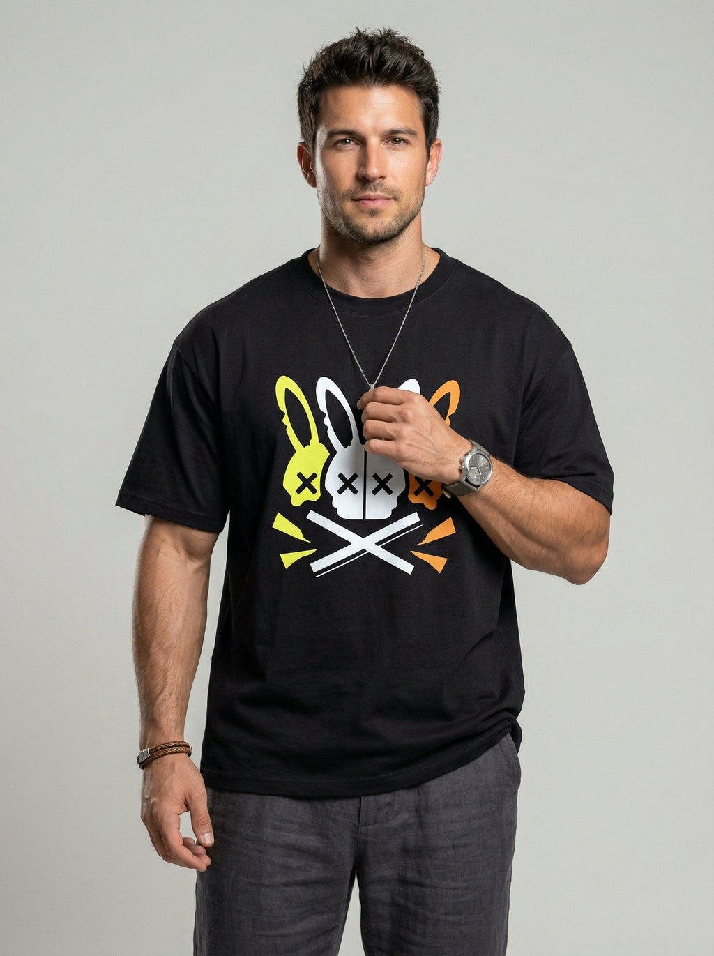 KZZ Men's Casual Crew-Neck T-Shirt