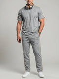 KZZ Men's Solid-Color T-Shirt and Drawstring-Waist Trousers Two-Piece Set