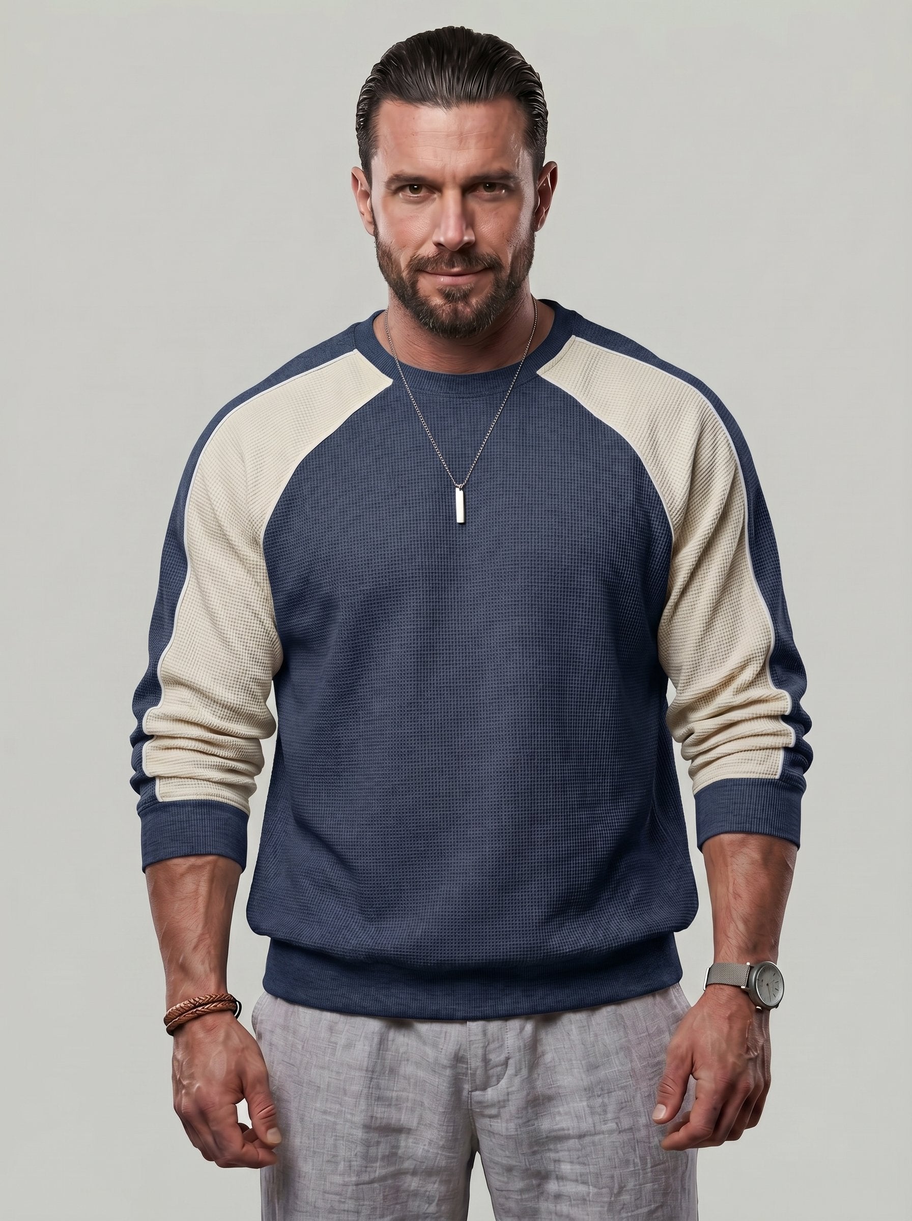 KZZ Men's Color-Block Sweatshirt