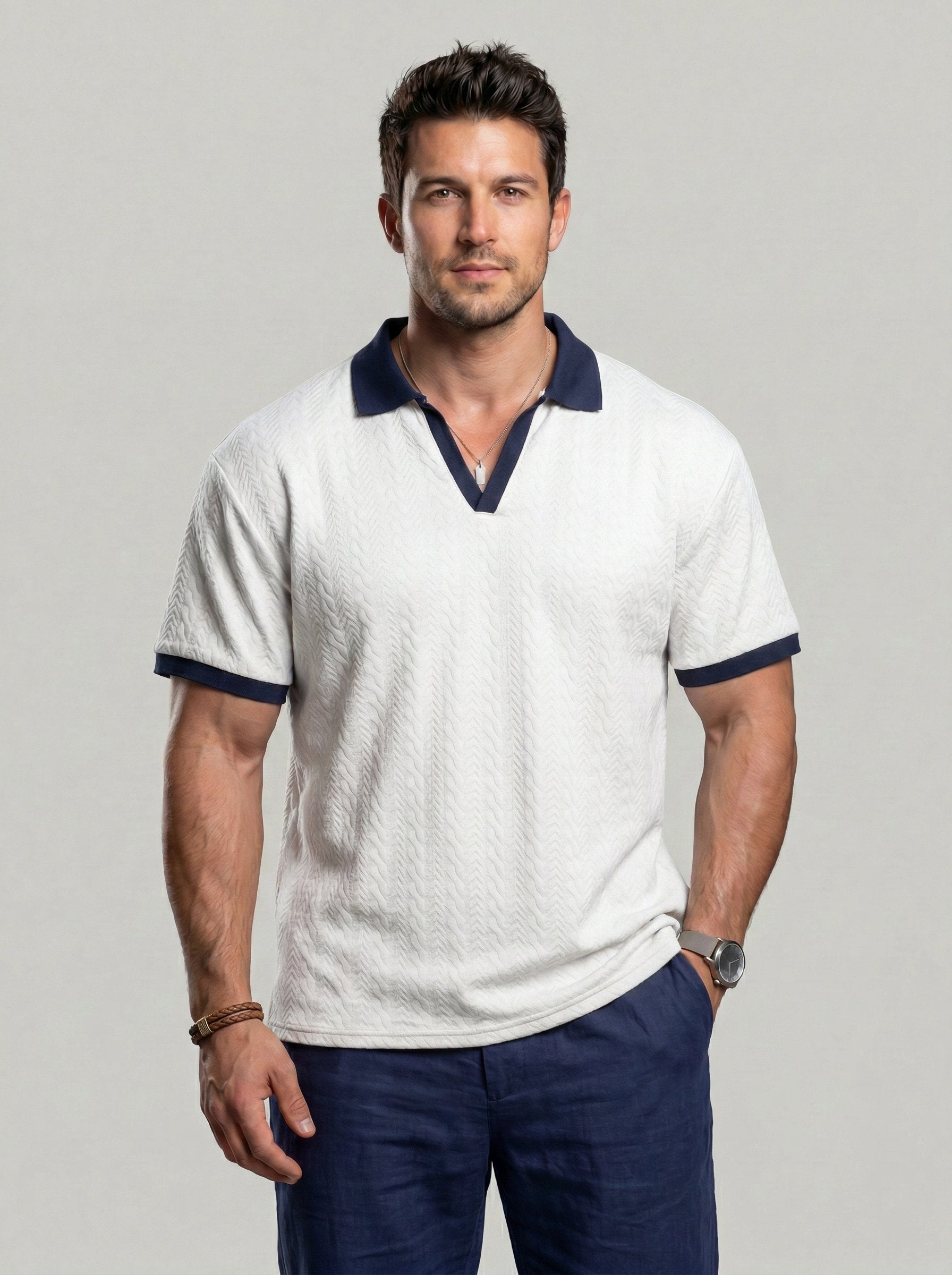 KZZ Men's Simple and Versatile Knitted Pullover