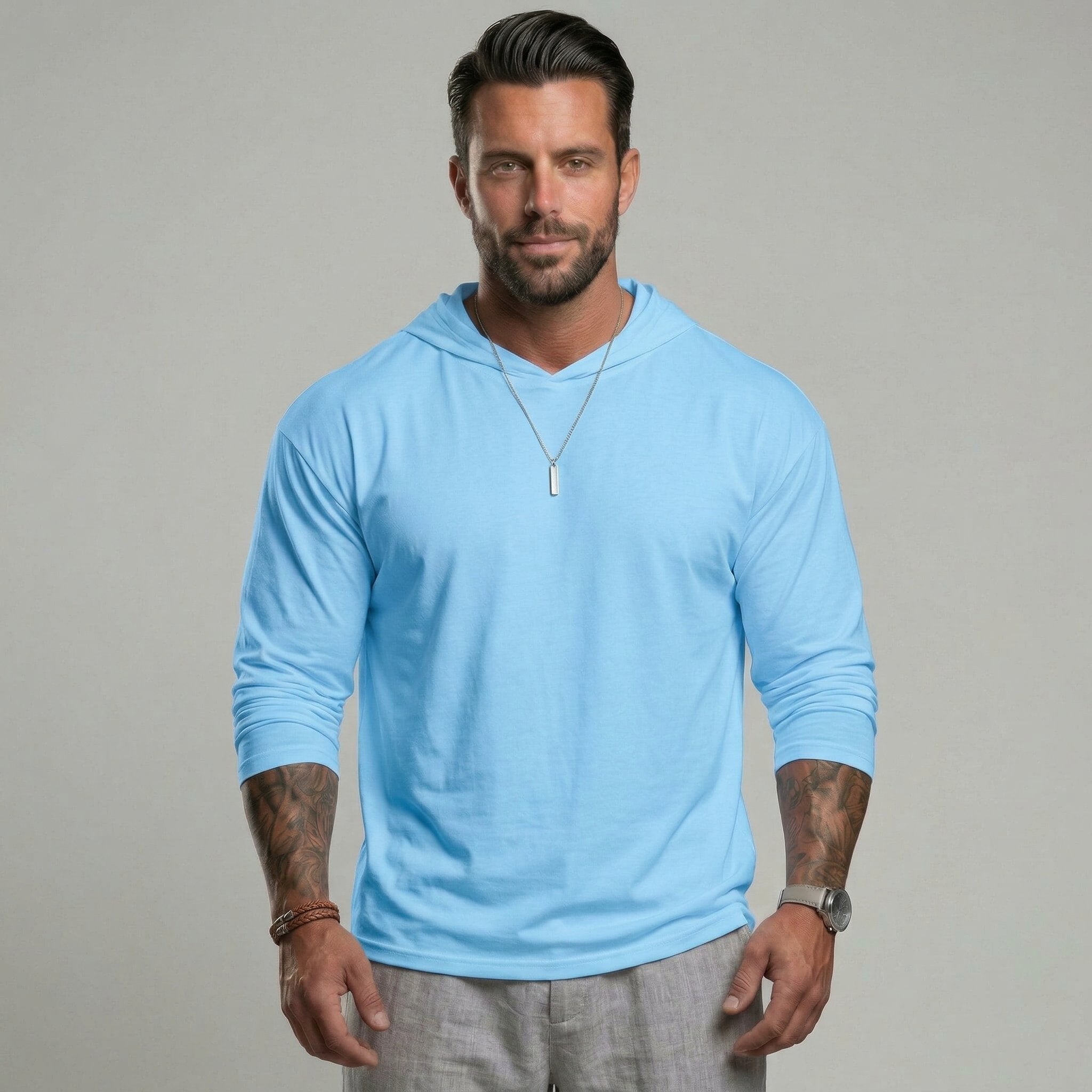 KZZ Hooded Drop-Cut Long Sleeve