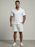 KZZ Short-sleeve button-down shirt and drawstring shorts