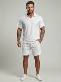 KZZ Men's Two-Piece Jacquard Knit Casual Set