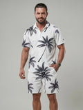 KZZ Men's Tropical Palm Tree Print Outdoor Casual Set