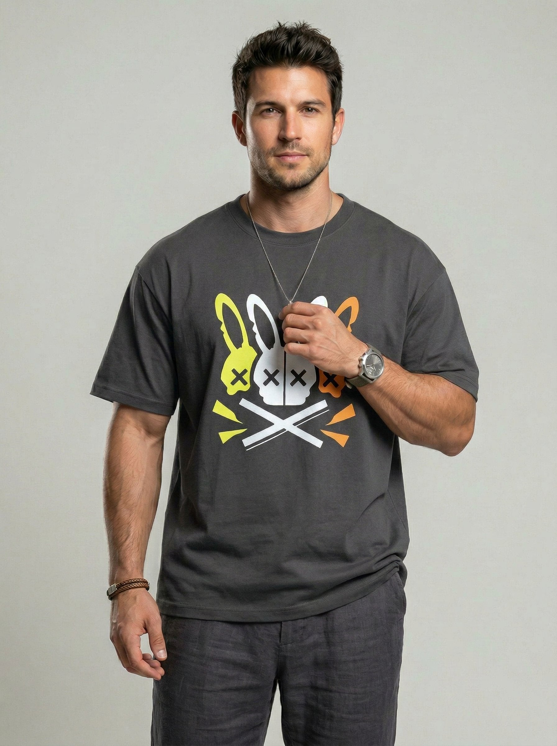 KZZ Men's Casual Crew-Neck T-Shirt