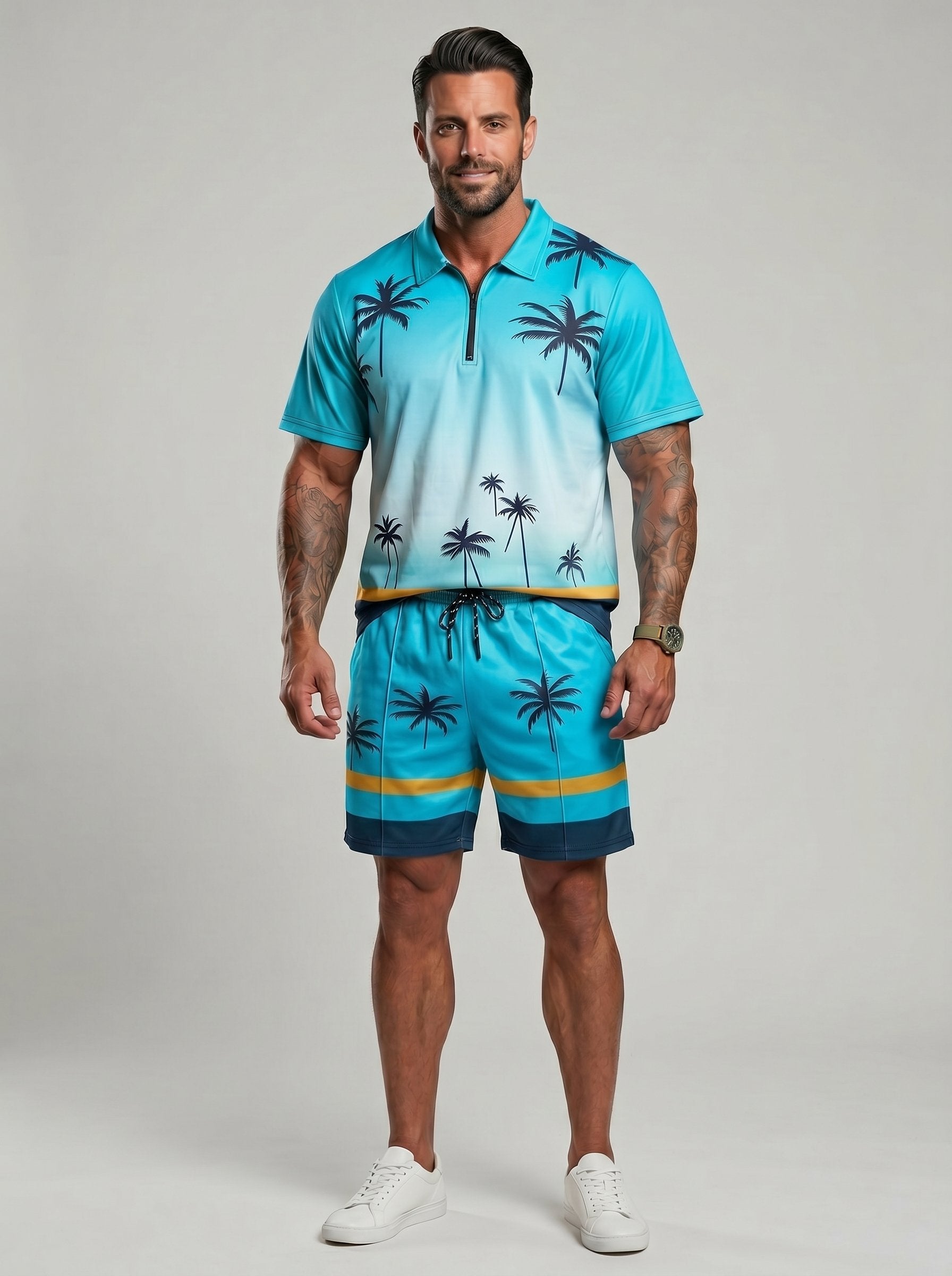 KZZ Regular fit casual polo shirt and shorts