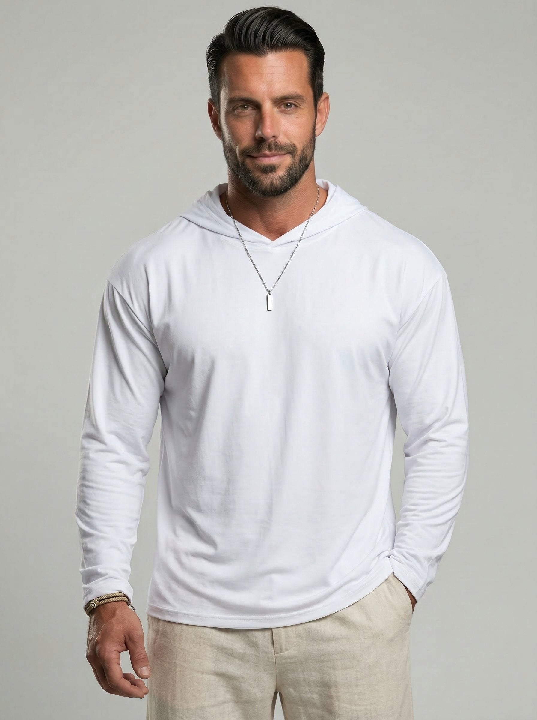 KZZ Hooded Drop-Cut Long Sleeve