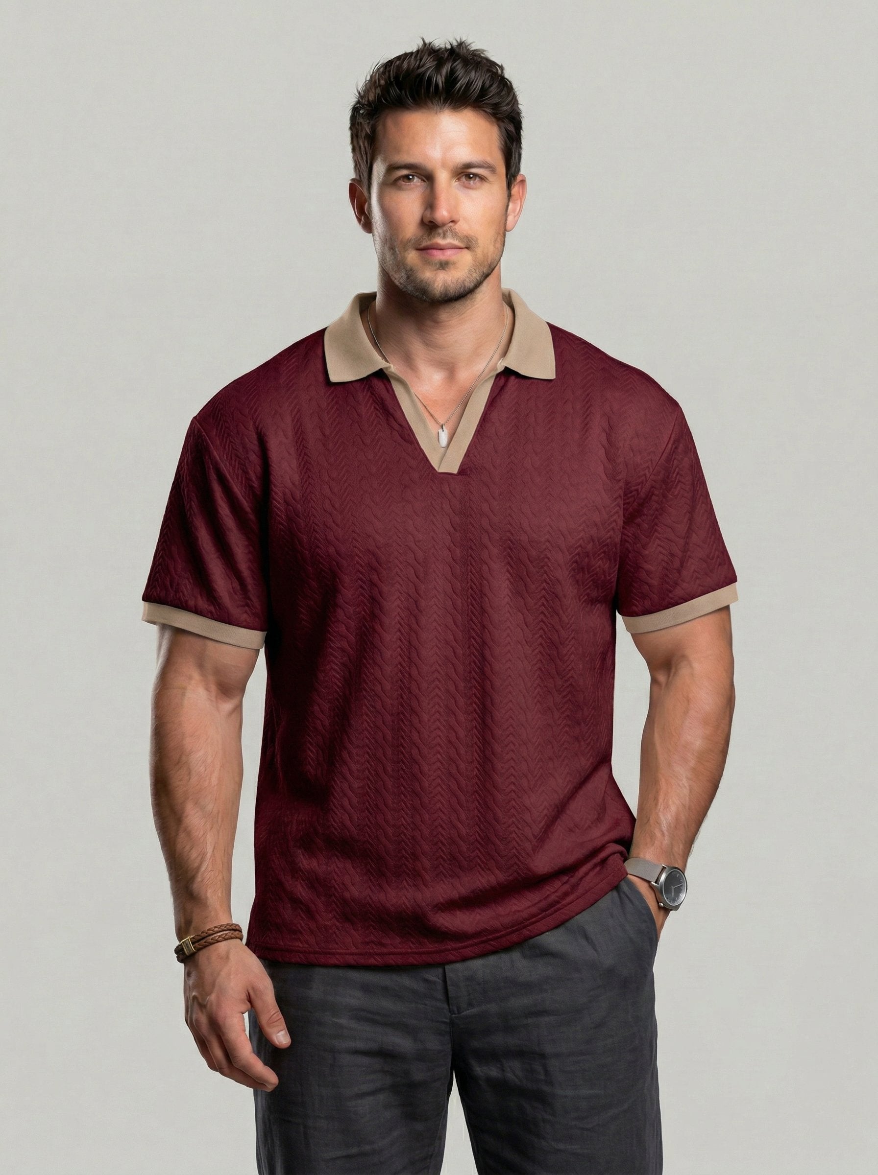 KZZ Men's Simple and Versatile Knitted Pullover