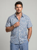 KZZ Men's Cotton-Linen Tropical Beach Shirt
