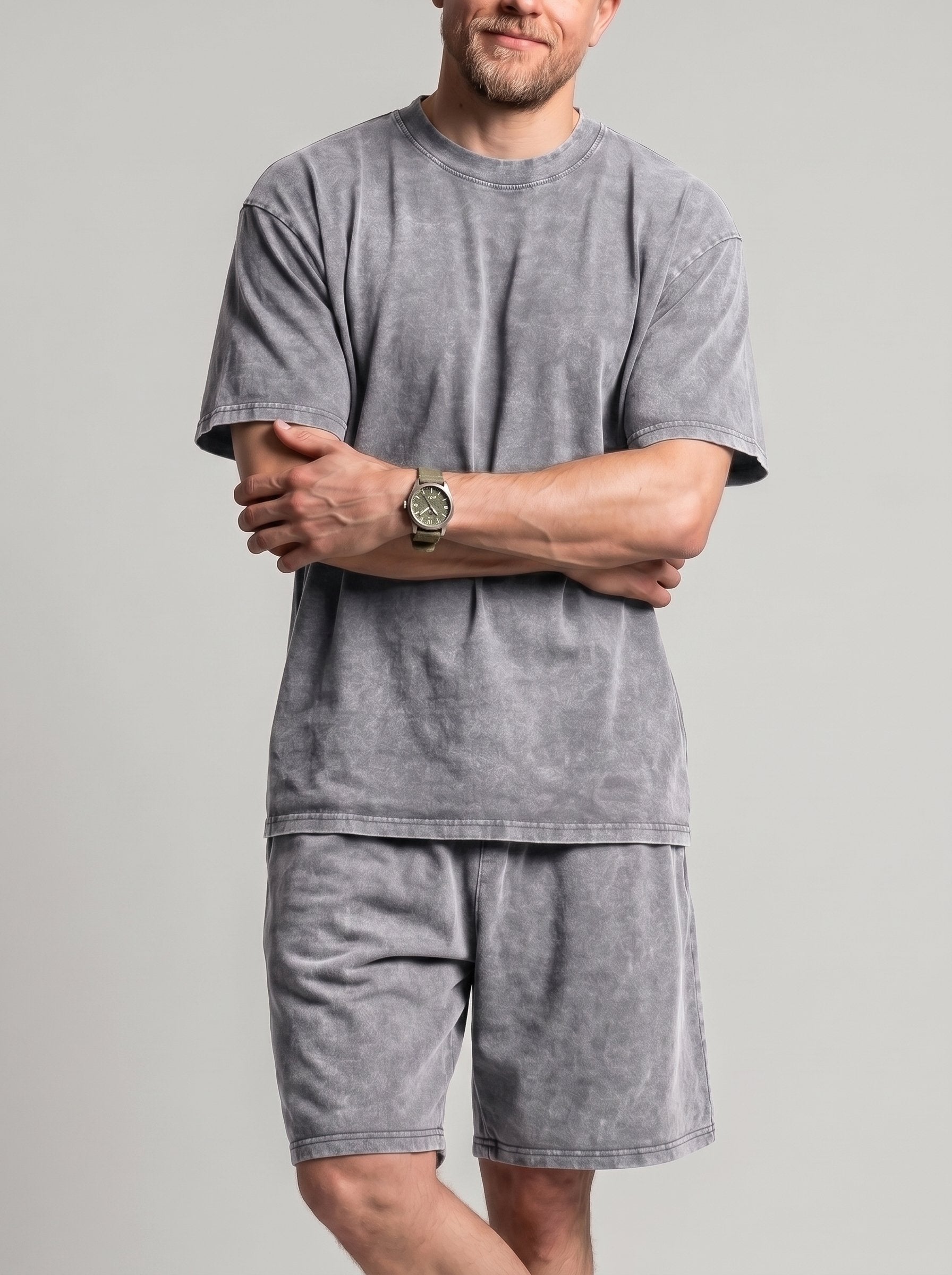 KZZ Distressed Loose-Fit T-Shirt and Drawstring Shorts