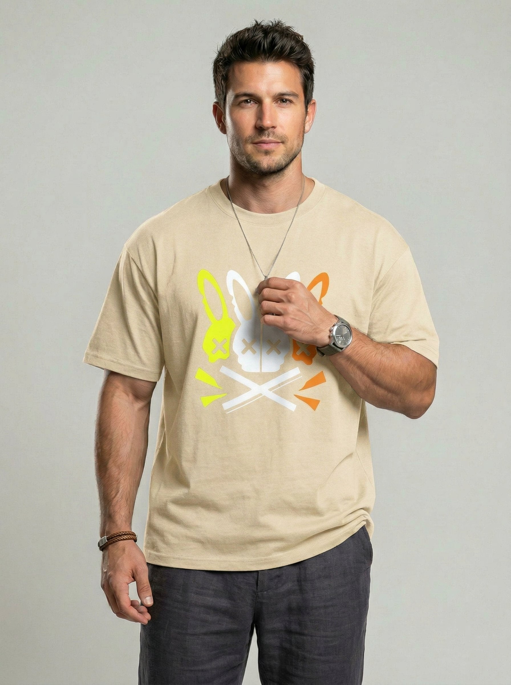 KZZ Men's Casual Crew-Neck T-Shirt