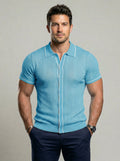 KZZ Men's Open-Knit Striped Sweater