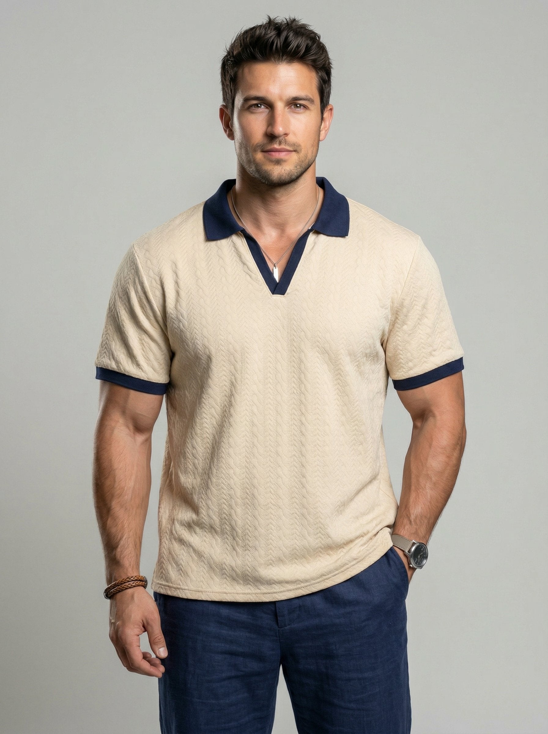 KZZ Men's Simple and Versatile Knitted Pullover