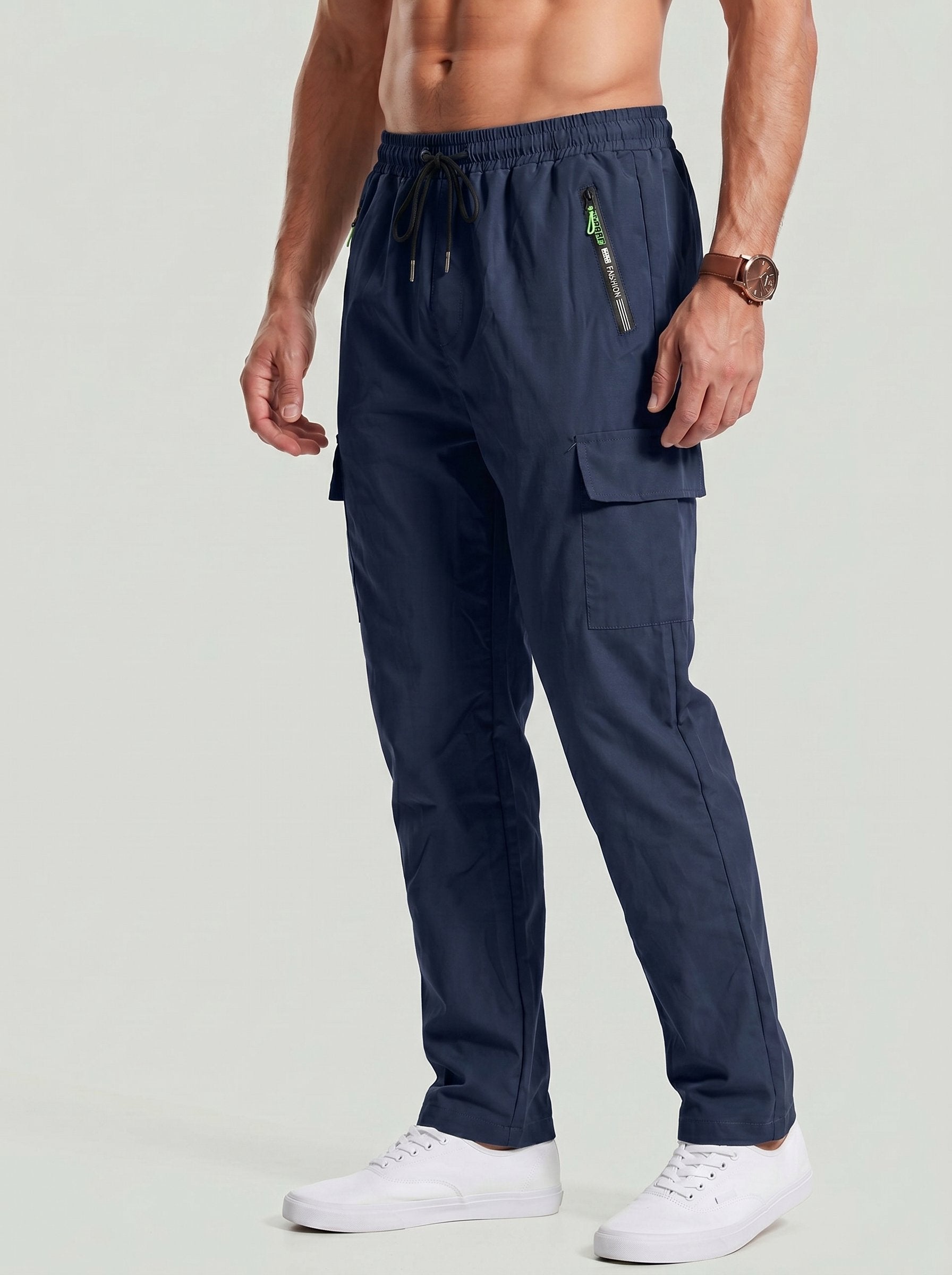 KZZ Men's Solid-Color Cargo Joggers
