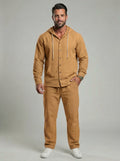 KZZ Men's Solid Button Down Shirt & Pants Linen Set