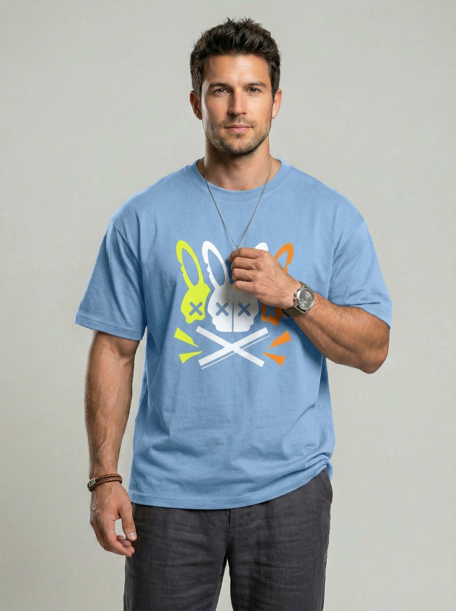 KZZ Men's Casual Crew-Neck T-Shirt