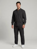 KZZ Men's Long-Sleeve Button-Down Shirt and Straight-Leg Drawstring Trousers Set