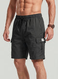 KZZ Men's Casual Solid-Color Cargo Shorts