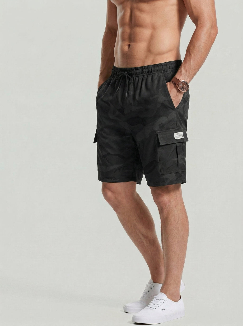 KZZ Men's Camouflage Twill Pocket Shorts