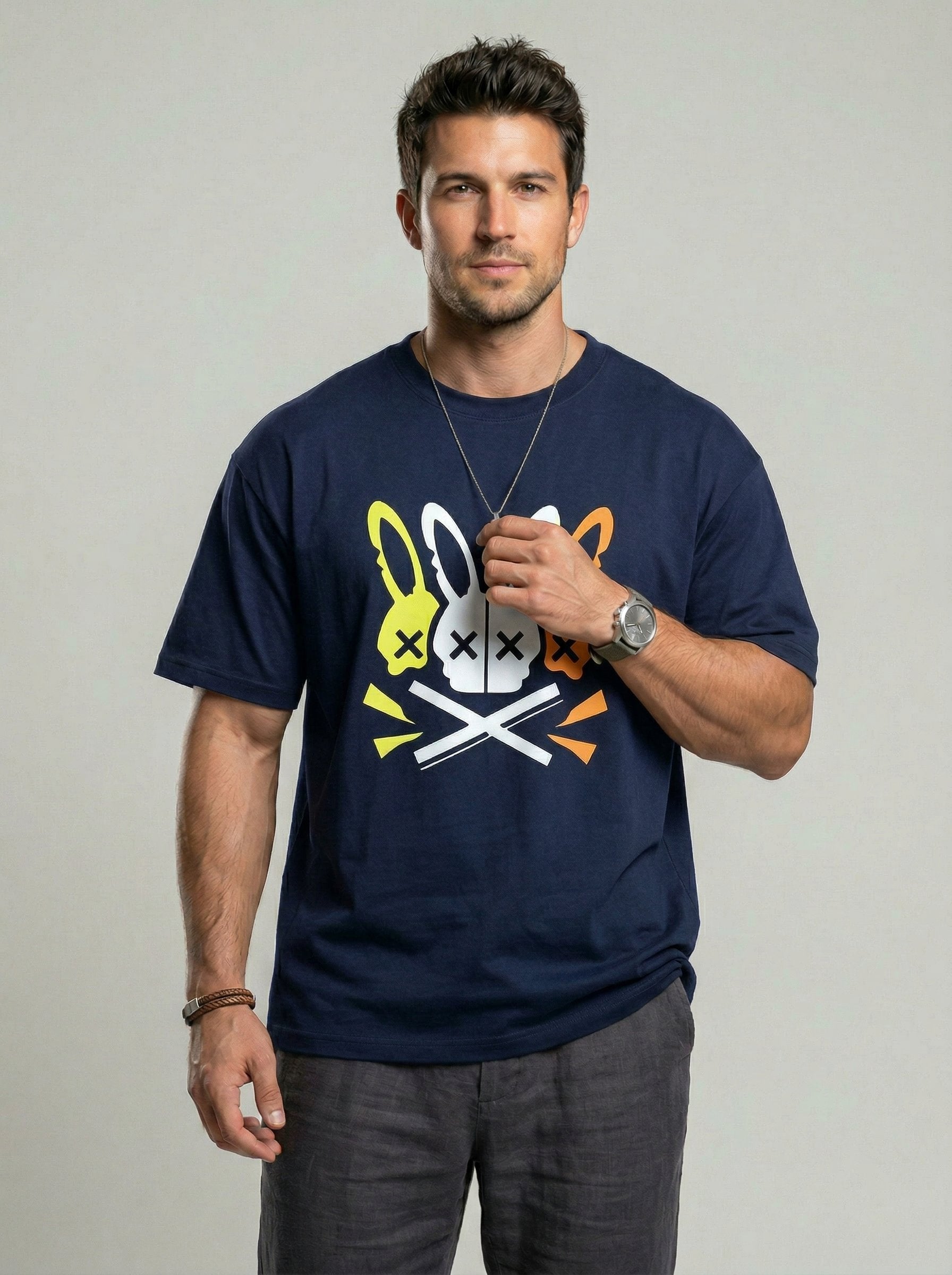 KZZ Men's Casual Crew-Neck T-Shirt