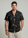 KZZ Men's Tropical Print Short Sleeve Shirt