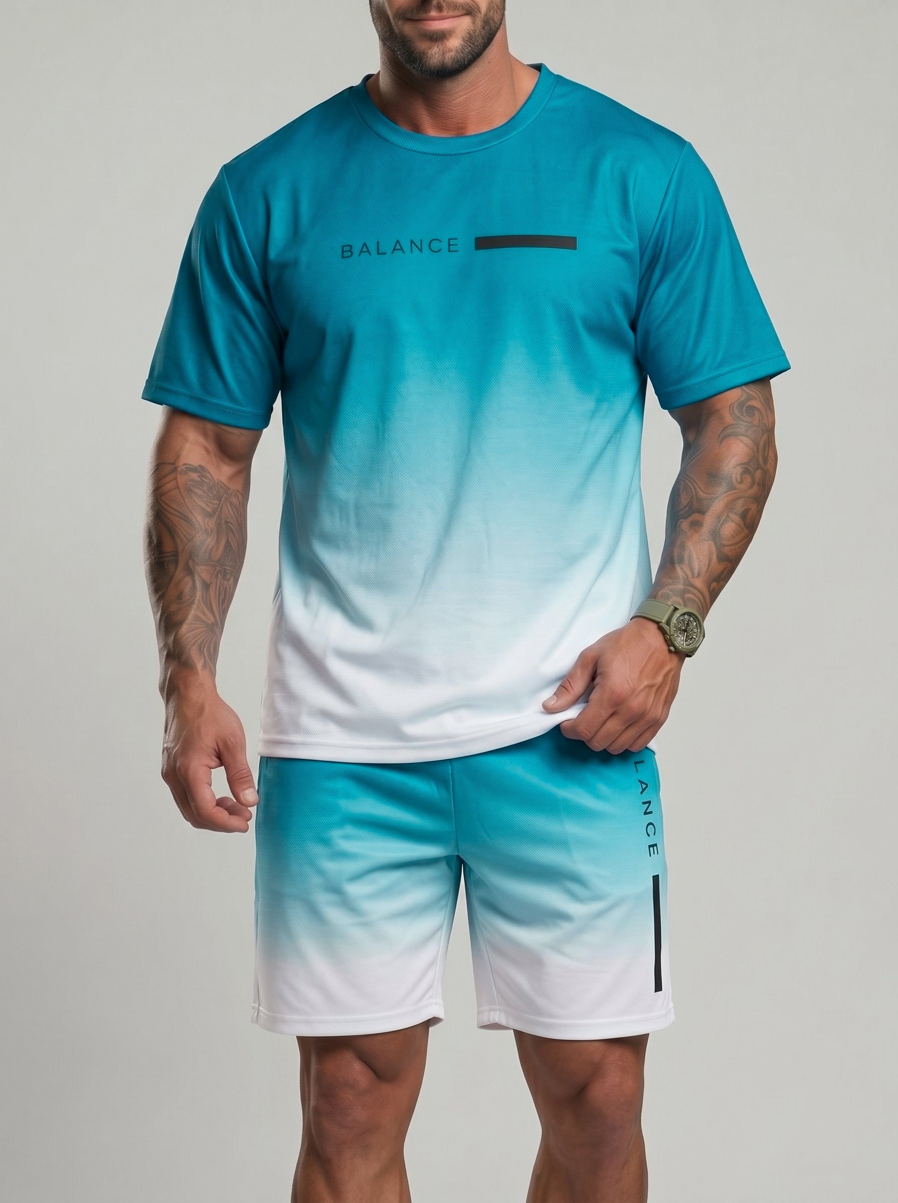KZZ Gradient Short-Sleeve Top and Drawstring Shorts
