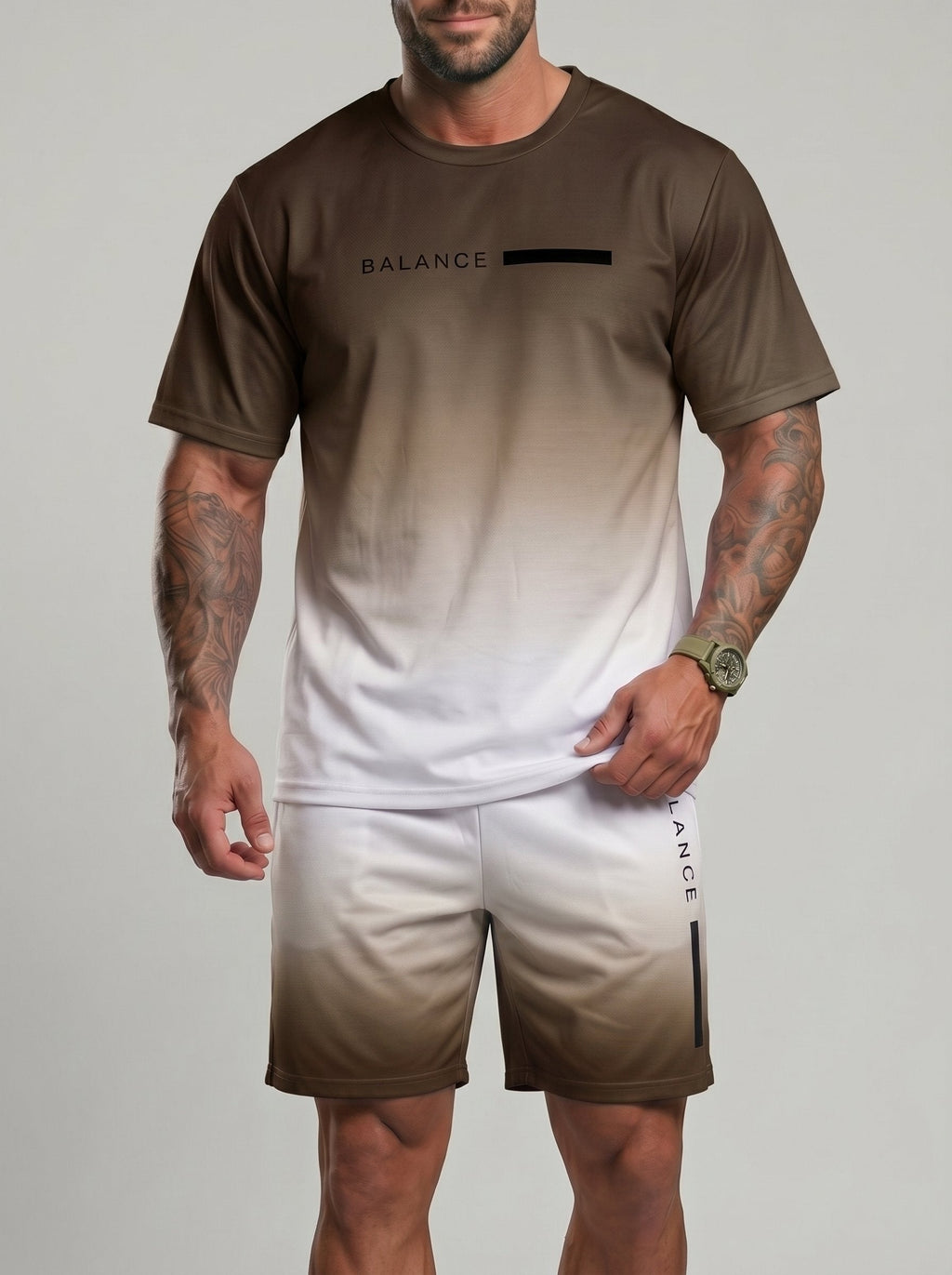 KZZ Gradient Short-Sleeve Top and Drawstring Shorts
