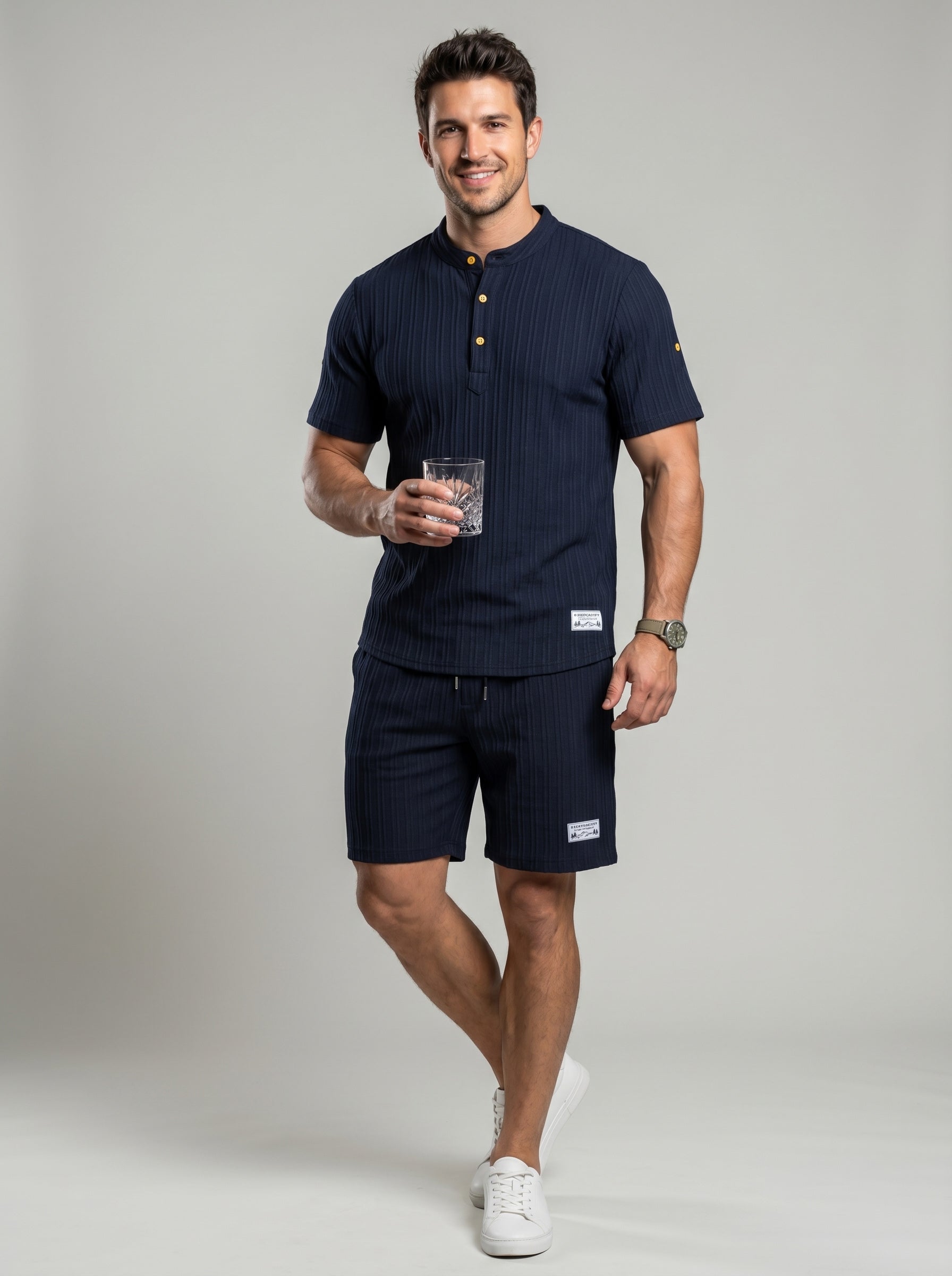 KZZMen's Solid-Color Summer Shorts Set