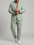 KZZ Men's Solid-Color Slim-Fit Suit