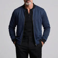 KZZ Men's Casual Solid Zipper Long Sleeve Jacket