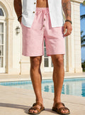KZZ Men's Linen Casual Elastic Waist Drawstring Summer Beach Pants