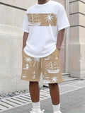 KZZ Men's Short-Sleeve Shirt and Shorts Set