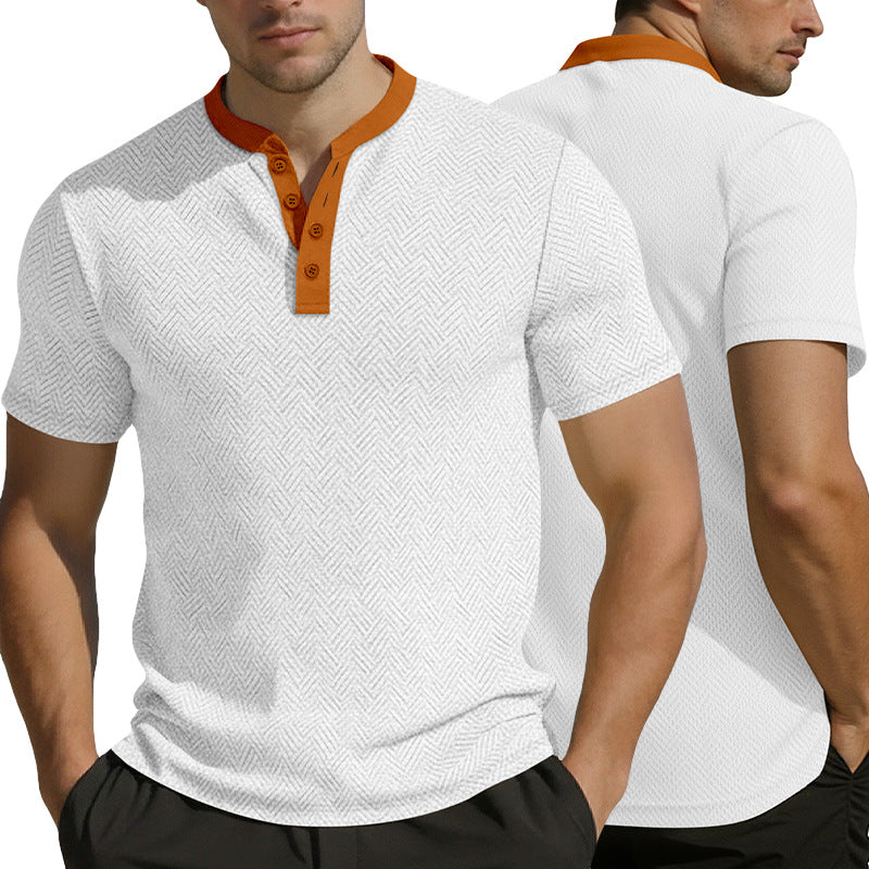 KZZ Men's Breathable Solid-Color Casual T-Shirt
