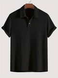 KZZ Men's solid color pique knit polo shirt