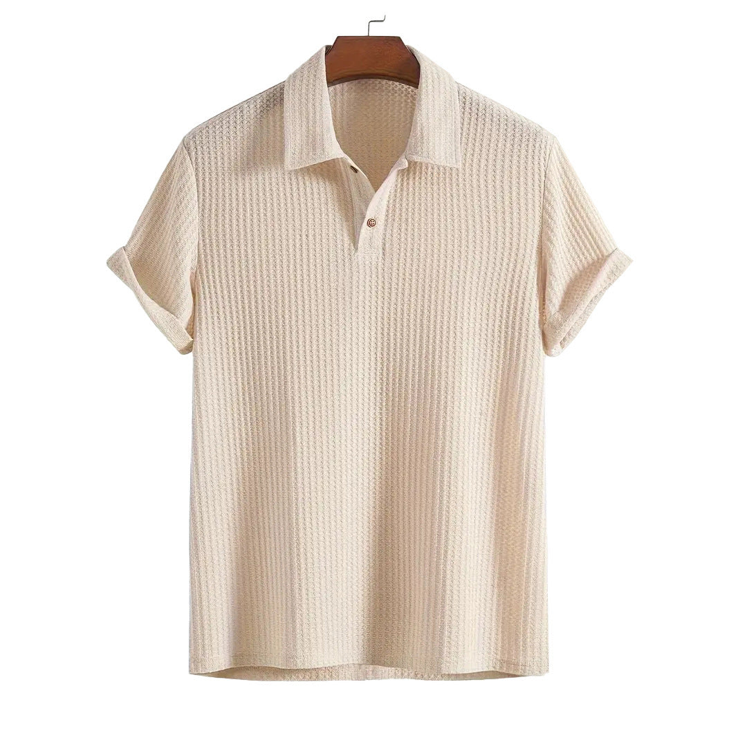 KZZ Men's solid color pique knit polo shirt