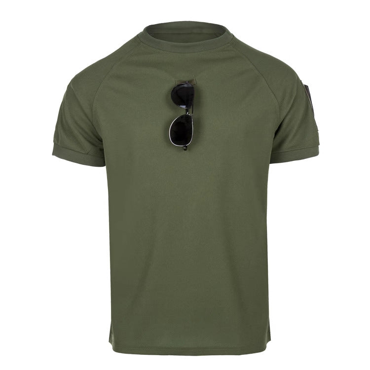 KZZ Men's Summer Solid-Color Crew-Neck Short-Sleeve T-Shirt