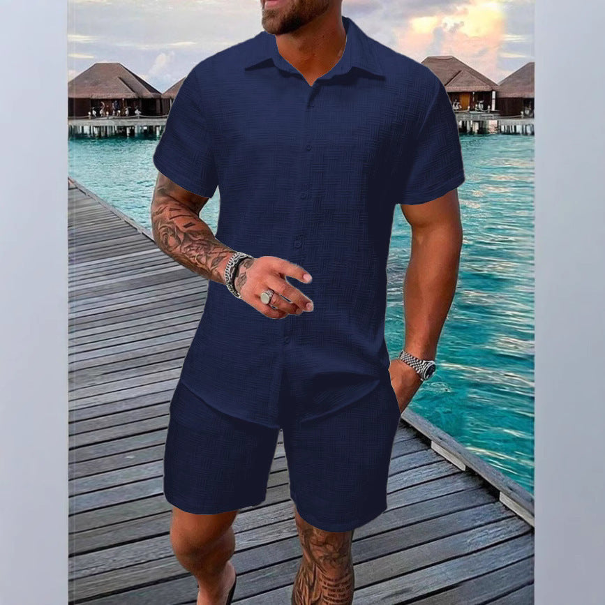KZZ Men's Textured Two-Piece Set