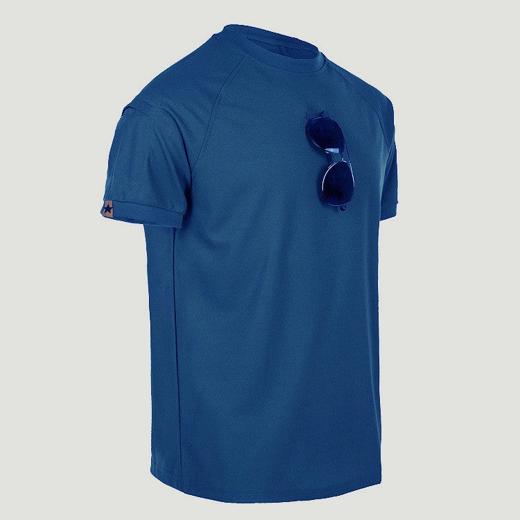 KZZ Men's Summer Solid-Color Crew-Neck Short-Sleeve T-Shirt