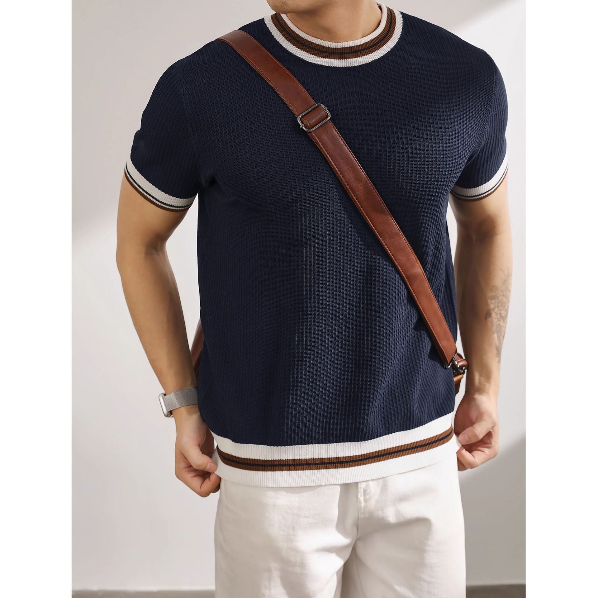 KZZ Casual Short-Sleeve Pullover Knit Top