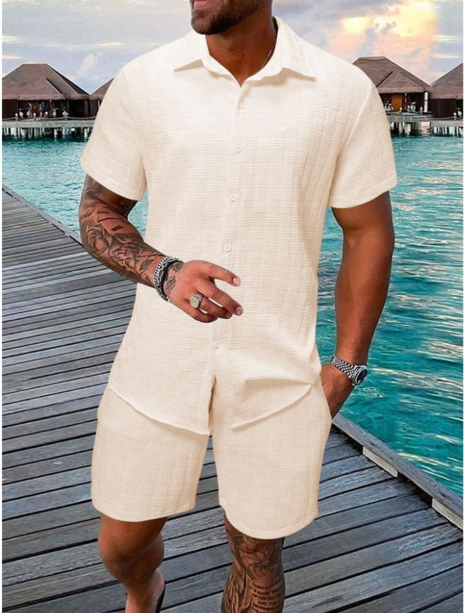 KZZ Men's Textured Two-Piece Set