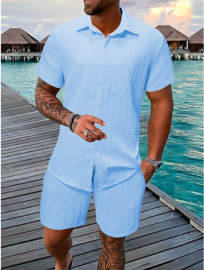 KZZ Men's Textured Two-Piece Set