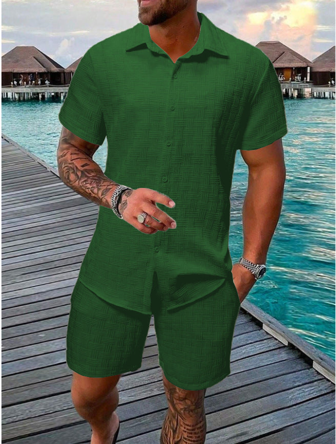 KZZ Men's Textured Two-Piece Set