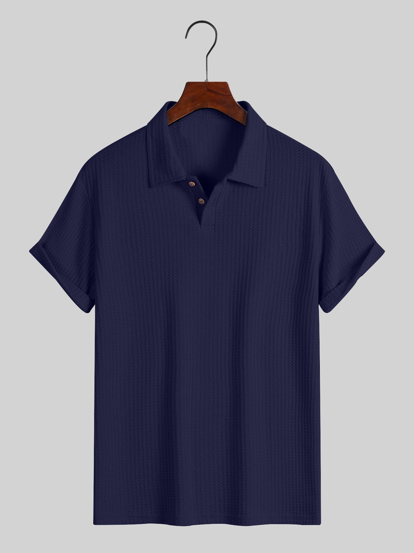 KZZ Men's solid color pique knit polo shirt