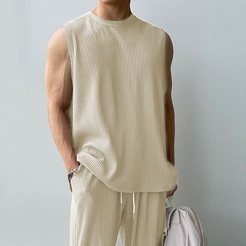 KZZ Men's Two-Piece Ribbed Knit Tracksuit