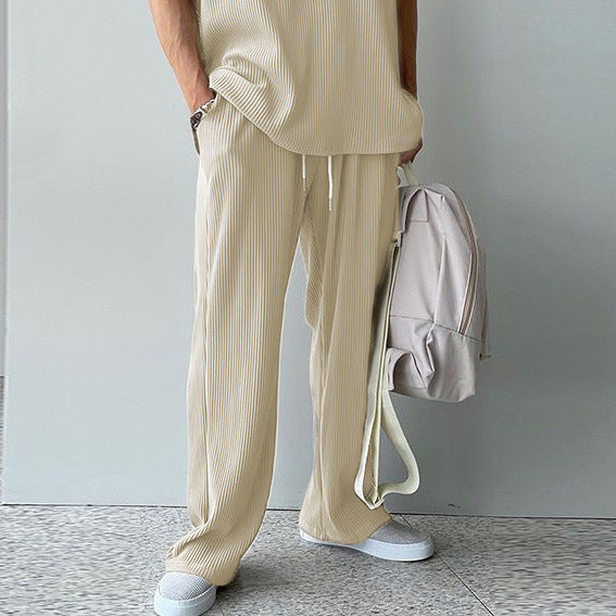 KZZ Men's Two-Piece Ribbed Knit Tracksuit