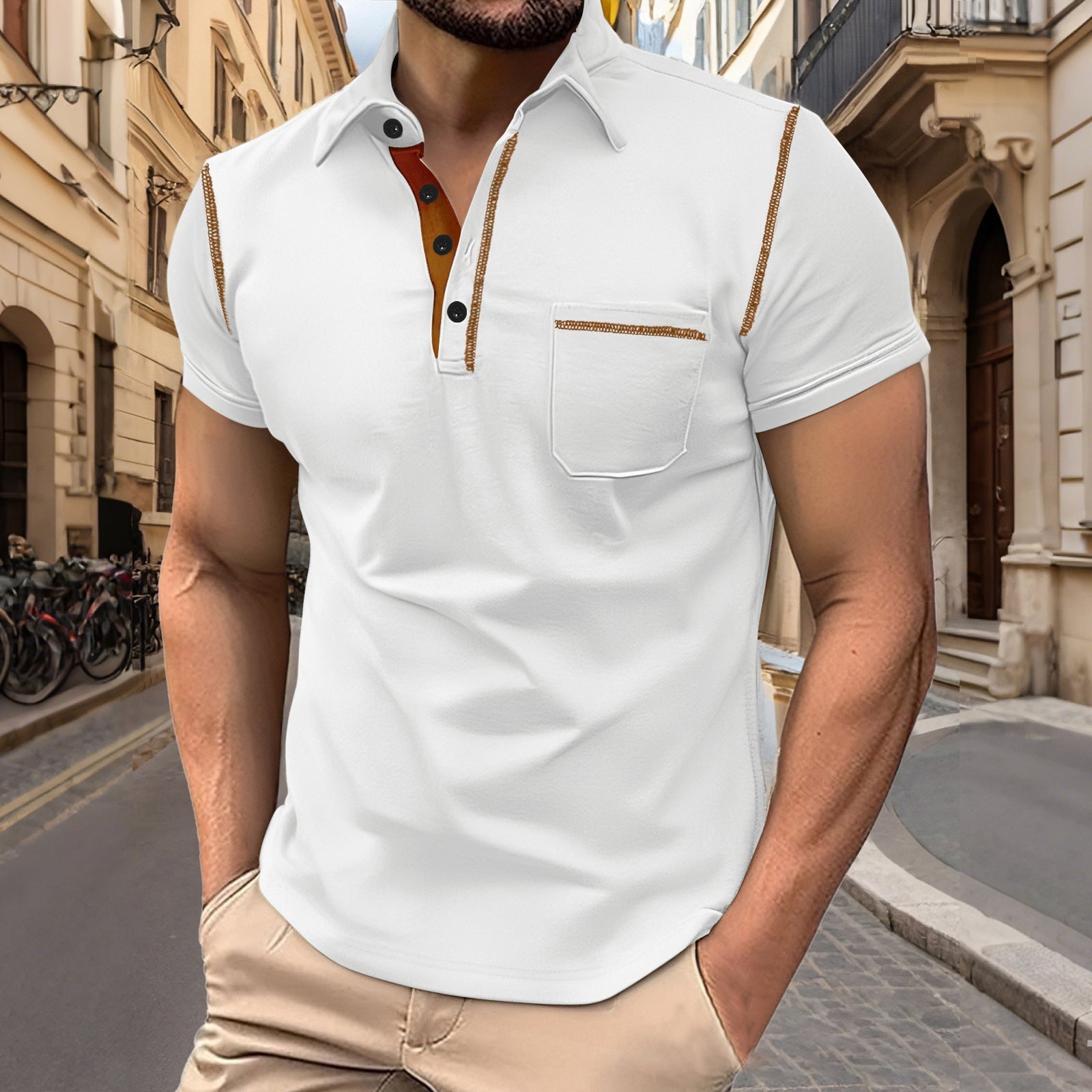 KZZ Men's Regular Fit Short Sleeve Top, Casual Sport Shirt