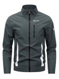 KZZ  Men's spliced contrasting letter racing jacket