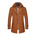 KZZ Men's Trench Coat with Detachable Soft Scarf Notched Collar Single Breasted Pea Coat Overcoat