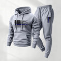 KZZ Men's America Flag Printed Hoodie and Drawstring Sweatpants Set
