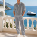 KZZ Men's Linen Polo Shirt & Pants Set